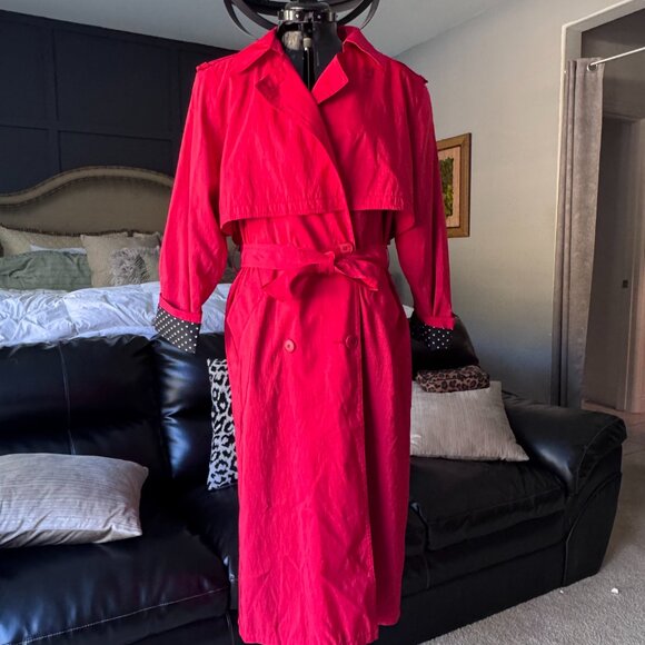 Vintage Forecaster of Boston Trench Rain Coat 7/8 . Red - Picture 10 of 11